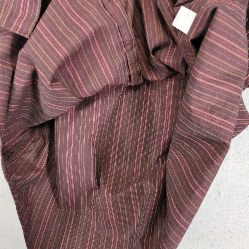 Vintage Y2K Banana Republic Brown Striped Dress Shirt Mens L French Cuff 16-16.5